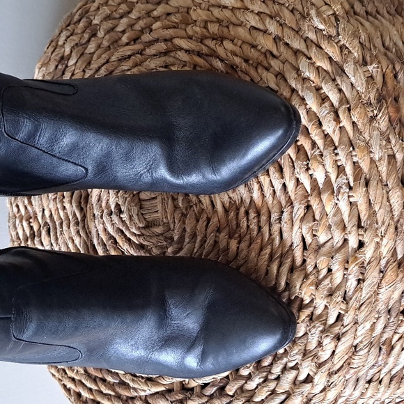 Banana Republic Womens Black Leather Over-The-Knee Tall Boots 4.25" Heels S-9 - Picture 4 of 8